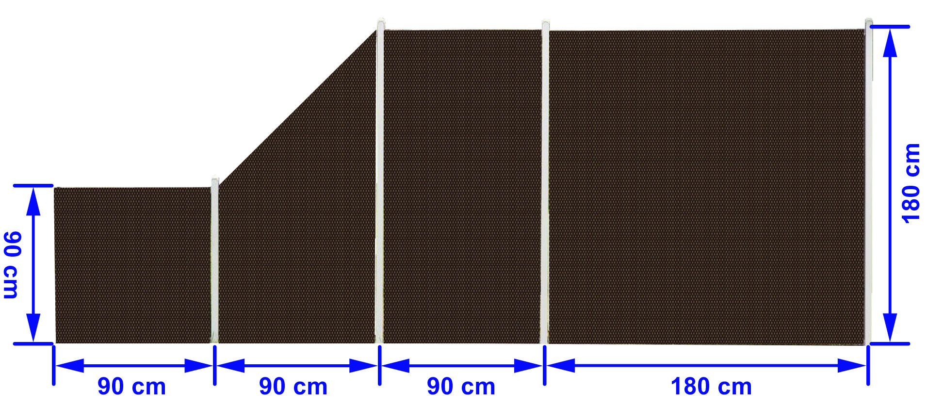 Płot Panelowy Jednostronny 180x180cm Technorattan – kolor brąz jasny+ciemny